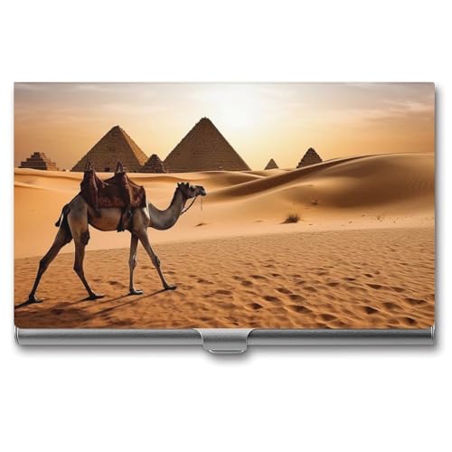 QMNVBDS Camel Desert Visitenkartenetui Slim Visitenkartenetui für Damen Herren Metall Visitenkartenbox Visitenkartenetui für Tasche Geldbörse Kleine Visitenkartenetui Einheitsgröße, Stil: von QMNVBDS