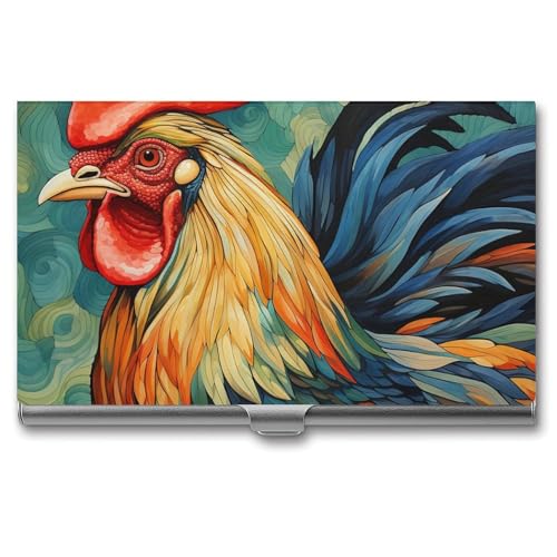 QMNVBDS Chicken Art Visitenkartenetui Slim Visitenkartenetui für Damen Herren Metall Visitenkartenbox Visitenkartenhalter für Tasche Geldbörse Kleine Visitenkartenetui Einheitsgröße, Stil: von QMNVBDS