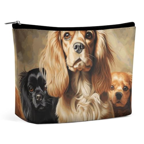 QMNVBDS Cocker Spaniel Make-up-Tasche, Reise-Kulturbeutel für Damen, wasserdichte Kosmetiktasche, kleine Reißverschlusstasche, tragbare Reisetaschen für Toilettenartikel, niedliche Kosmetiktasche von QMNVBDS