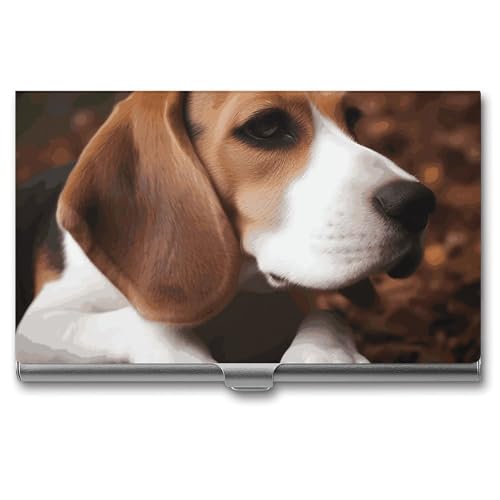 QMNVBDS Cute Beagle Visitenkartenetui Slim Visitenkartenetui für Damen Herren Metall Visitenkartenbox Visitenkartenhalter für Tasche Geldbörse Kleine Visitenkartenetui Einheitsgröße, Stil: von QMNVBDS