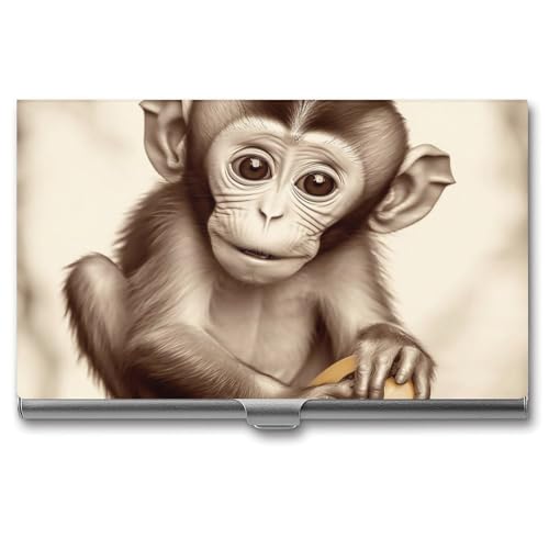 QMNVBDS Cute Monkey Visitenkartenetui Slim Visitenkartenetui für Damen Herren Metall Visitenkartenbox Visitenkartenhalter für Tasche Geldbörse Kleine Visitenkartenetui Einheitsgröße, Stil: von QMNVBDS