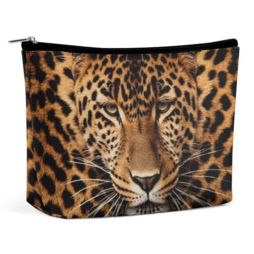 QMNVBDS Depict A Leopard Make-up-Tasche, Reise-Kulturbeutel für Damen, wasserdichte Kosmetiktasche, kleine Reißverschlusstasche, tragbare Reisetaschen für Toilettenartikel, niedliche Kosmetiktasche von QMNVBDS