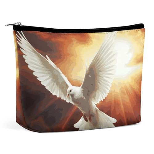 QMNVBDS Dove Sun Art Make-up-Tasche, Reise-Kulturbeutel für Damen, wasserdichte Kosmetiktasche, kleine Reißverschlusstasche, tragbare Reisetaschen für Toilettenartikel, niedliche Kosmetiktasche von QMNVBDS