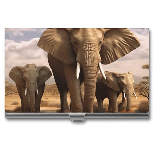 QMNVBDS Elefant Familie Visitenkartenetui Slim Visitenkartenetui für Damen Herren Metall Visitenkartenbox Visitenkartenhalter für Tasche Geldbörse Kleine Visitenkartenetui Einheitsgröße, Stil: von QMNVBDS
