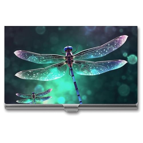 QMNVBDS Galaxy Animal Libelle Visitenkartenetui Slim Visitenkartenetui für Damen Herren Metall Visitenkartenbox Visitenkartenhalter für Tasche Geldbörse Kleine Visitenkartenetui Einheitsgröße von QMNVBDS