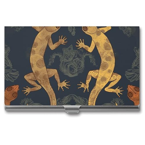 QMNVBDS Gecko Lizards Visitenkartenetui Slim Visitenkartenetui für Damen Herren Metall Visitenkartenbox Visitenkartenhalter für Tasche Geldbörse Kleine Visitenkartenetui Einheitsgröße von QMNVBDS