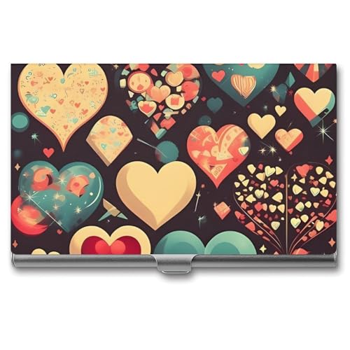 QMNVBDS Heart Crush Flower Visitenkartenetui Slim Visitenkartenetui für Damen Herren Metall Visitenkartenbox Visitenkartenhalter für Tasche Geldbörse Kleine Visitenkartenetui Einheitsgröße, Stil: von QMNVBDS