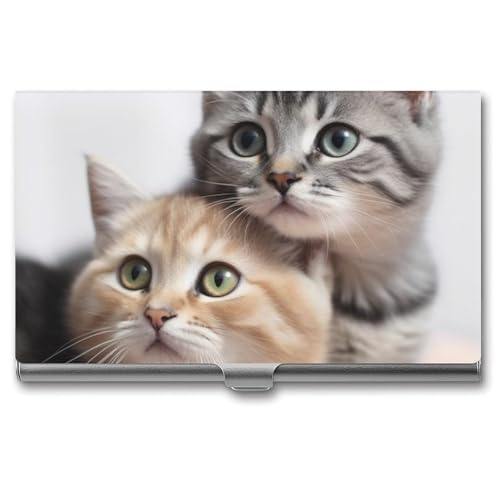 QMNVBDS Katzen Visitenkartenetui Slim Visitenkartenetui für Damen Herren Metall Visitenkartenbox Visitenkartenhalter für Tasche Geldbörse Kleine Visitenkartenetui Einheitsgröße von QMNVBDS
