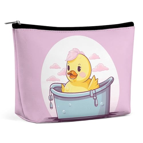 QMNVBDS Kosmetiktasche mit Cartoon-Ente, Reise-Kulturbeutel für Damen, wasserdicht, kleine Reißverschlusstasche, tragbare Reisetaschen für Toilettenartikel, niedliche Kosmetiktasche, Make-up-Organizer von QMNVBDS