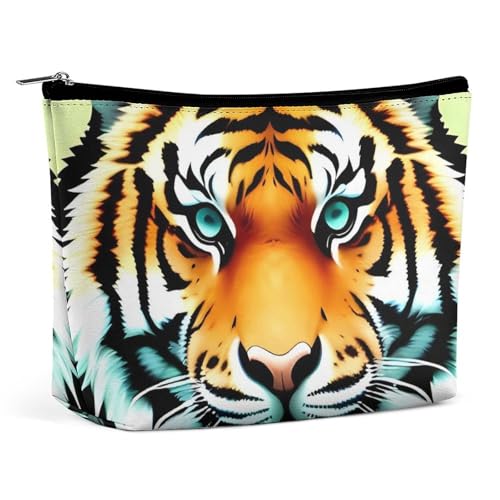 QMNVBDS Little Fat Tiger Head Make-up-Tasche, Reise-Kulturbeutel für Damen, wasserdichte Kosmetiktasche, kleine Reißverschlusstasche, tragbare Reisetaschen für Toilettenartikel, niedliche von QMNVBDS