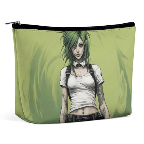 QMNVBDS Make-up-Tasche im Punk-Stil, Reise-Kulturbeutel für Damen, wasserdichte Kosmetiktasche, kleine Reißverschlusstasche, tragbare Reisetaschen für Toilettenartikel, niedliche Kosmetiktasche von QMNVBDS