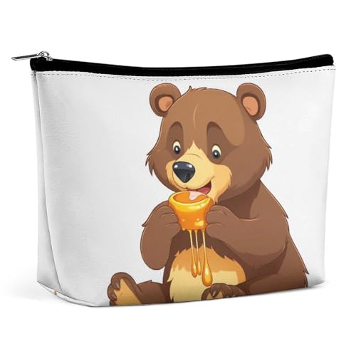 QMNVBDS Make-up-Tasche mit Bärenmotiv, Reise-Kulturbeutel für Damen, wasserdicht, kleine Reißverschlusstasche, tragbare Reisetaschen für Toilettenartikel, niedliche Kosmetiktasche, Make-up-Organizer von QMNVBDS