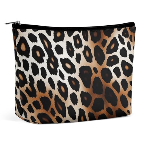 QMNVBDS Make-up-Tasche mit Leopardenmuster, Reise-Kulturbeutel für Damen, wasserdichte Kosmetiktasche, kleine Reißverschlusstasche, tragbare Reisetaschen für Toilettenartikel, niedliche Kosmetiktasche von QMNVBDS