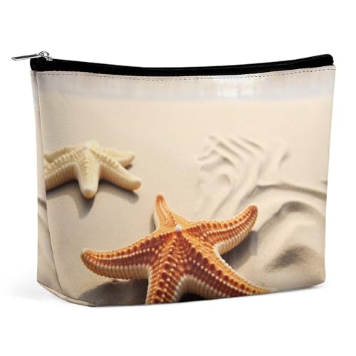 QMNVBDS Make-up-Tasche mit Strandlandschaft, Reise-Kulturbeutel für Damen, wasserdichte Kosmetiktasche, kleine Reißverschlusstasche, tragbare Reisetaschen für Toilettenartikel, niedliche von QMNVBDS