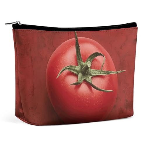 QMNVBDS Make-up-Tasche mit Tomaten an der Wand, Reise-Kulturbeutel für Damen, wasserdichte Kosmetiktasche, kleine Reißverschlusstasche, tragbare Reisetaschen für Toilettenartikel, niedliche von QMNVBDS