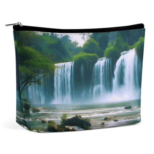 QMNVBDS Make-up-Tasche mit Wasserfall-Landschaft, Reise-Kulturbeutel für Damen, wasserdichte Kosmetiktasche, kleine Reißverschlusstasche, tragbare Reisetaschen für Toilettenartikel, niedliche von QMNVBDS