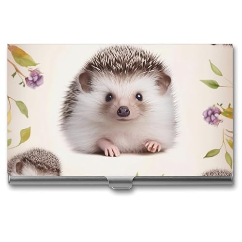 QMNVBDS Niedlicher Igel Visitenkartenhalter Slim Visitenkartenetui für Damen Herren Metall Visitenkartenbox Visitenkartenhalter für Tasche Geldbörse Kleine Visitenkartenetui Einheitsgröße von QMNVBDS