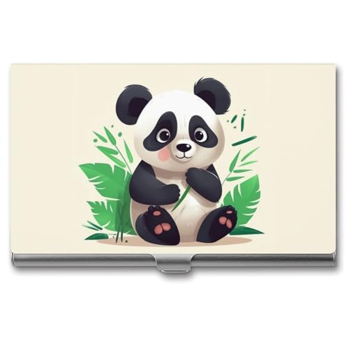 QMNVBDS Panda Star Visitenkartenetui Slim Visitenkartenetui für Damen Herren Metall Visitenkartenbox Visitenkartenhalter für Tasche Geldbörse Kleine Visitenkartenetui Einheitsgröße, Stil: von QMNVBDS