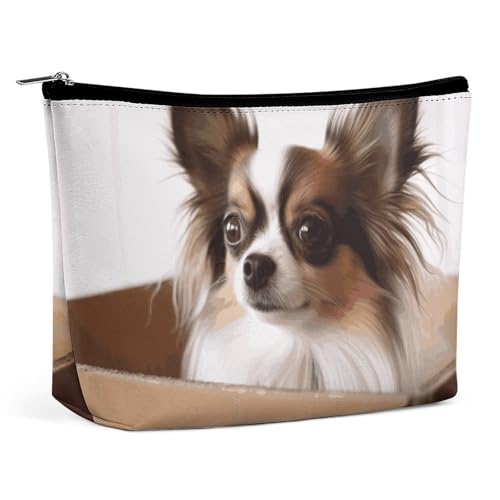 QMNVBDS Papillon in The Box Make-up-Tasche, Reise-Kulturbeutel für Damen, wasserdichte Kosmetiktasche, kleine Reißverschlusstasche, tragbare Reisetaschen für Toilettenartikel, niedliche Kosmetiktasche von QMNVBDS
