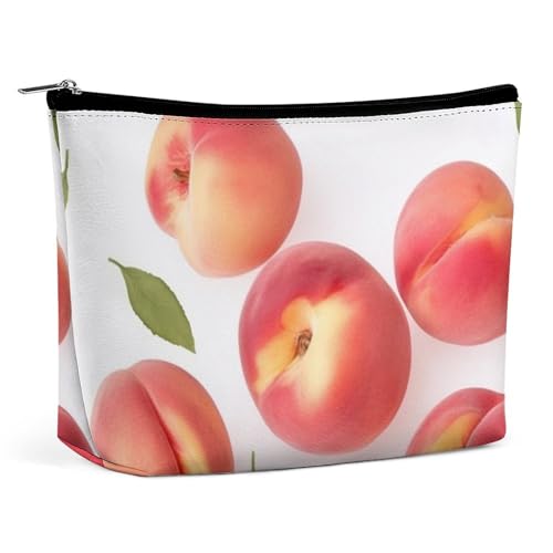 QMNVBDS Pfirsich-Make-up-Tasche, Reise-Kulturbeutel für Damen, wasserdichte Kosmetiktasche, kleine Reißverschlusstasche, tragbare Reisetaschen für Toilettenartikel, niedliche Kosmetiktasche von QMNVBDS