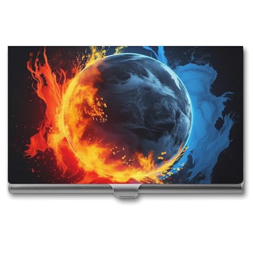 QMNVBDS Pucks And Fire Visitenkartenetui Slim Visitenkartenetui für Damen Herren Metall Visitenkartenbox Visitenkartenhalter für Tasche Geldbörse Kleine Visitenkartenetui Einheitsgröße, Stil: von QMNVBDS