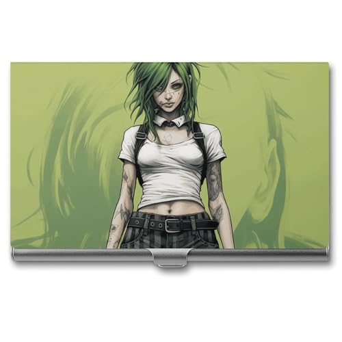 QMNVBDS Punk Style Visitenkartenetui Slim Visitenkartenetui für Damen Herren Metall Visitenkartenbox Visitenkartenhalter für Tasche Geldbörse Kleine Visitenkartenetui Einheitsgröße, Stil: von QMNVBDS