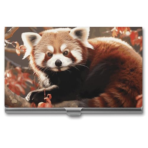 QMNVBDS Red Panda Visitenkartenetui Slim Visitenkartenetui für Damen Herren Metall Visitenkartenbox Visitenkartenetui für Tasche Geldbörse Kleine Visitenkartenetui Einheitsgröße, Stil: von QMNVBDS