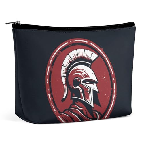 QMNVBDS Roter Spartaner-Helm, Make-up-Tasche, Reise-Kulturbeutel für Damen, wasserdichte Kosmetiktasche, kleine Reißverschlusstasche, tragbare Reisetaschen für Toilettenartikel, niedliche von QMNVBDS
