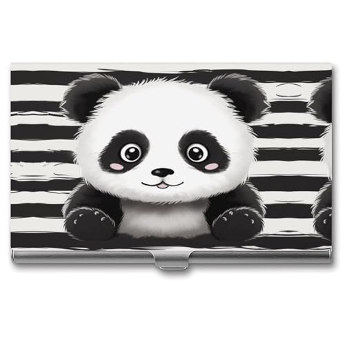 QMNVBDS Schwarz und Weiß Panda Visitenkartenetui Slim Visitenkartenetui für Damen Herren Metall Visitenkartenbox Visitenkartenhalter für Tasche Geldbörse Kleine Visitenkartenetui Einheitsgröße, Stil: von QMNVBDS