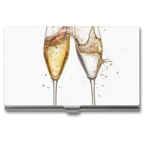 QMNVBDS Sektgläser Visitenkartenhalter Slim Visitenkartenetui für Damen Herren Metall Visitenkartenbox Visitenkartenhalter für Tasche Geldbörse Kleine Visitenkartenetui Einheitsgröße Stil, Stil: von QMNVBDS