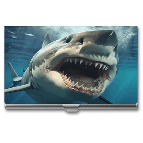 QMNVBDS Shark Mouth Visitenkartenetui Slim Visitenkartenetui für Damen Herren Metall Visitenkartenbox Visitenkartenhalter für Tasche Geldbörse Kleine Visitenkartenetui Einheitsgröße, Stil: von QMNVBDS
