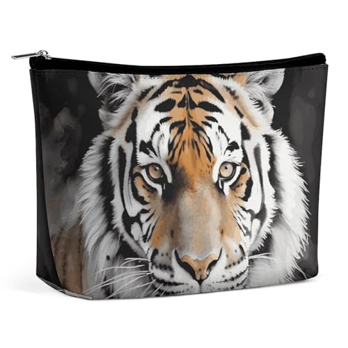QMNVBDS Tiger Make-up-Tasche, Reise-Kulturbeutel für Damen, wasserdichte Kosmetiktasche, kleine Reißverschlusstasche, tragbare Reisetaschen für Toilettenartikel, niedliche Kosmetiktasche von QMNVBDS