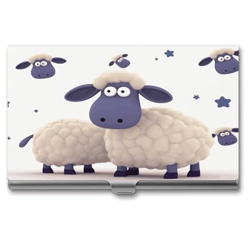 QMNVBDS Visitenkartenetui Schaf Slim Visitenkartenetui für Damen Herren Metall Visitenkartenbox Visitenkartenetui für Tasche Geldbörse Kleine Visitenkartenetui Einheitsgröße, Stil: von QMNVBDS