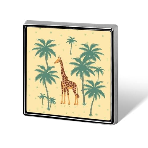 Quadratische Anstecknadel Giraffe Palme Damen Neuheit Knöpfe & Pins Metall Abzeichen Niedliche Brosche Pin Retro Pinback Abzeichen Mode Tasche Pins für Hut Rucksäcke Krawatte Anzug Hochzeit Party von QMNVBDS