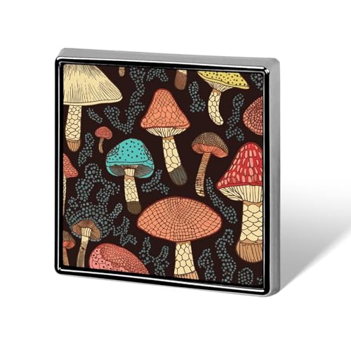 Quadratische Anstecknadel für Damen, Motiv: Pilz, Knöpfe und Anstecknadeln, Metallabzeichen, niedliche Brosche, Retro-Pinback-Abzeichen, modische Taschennadeln für Hut, Rucksäcke, Krawatte, Anzug von QMNVBDS