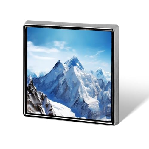 Quadratische Anstecknadel für Damen, Motiv: Schneeberglandschaft, Knöpfe und Anstecknadeln, Metallabzeichen, niedliche Brosche, Retro-Pinback-Abzeichen, modische Taschennadeln für Hut, Rucksäcke von QMNVBDS