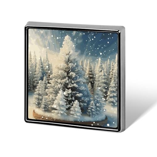 Quadratische Anstecknadel für Damen, Motiv: Schneekiefer und Anstecknadeln, Metallabzeichen, niedliche Brosche, Retro-Pinback-Abzeichen, modische Taschennadeln für Hut, Rucksäcke, Krawatte, Anzug von QMNVBDS