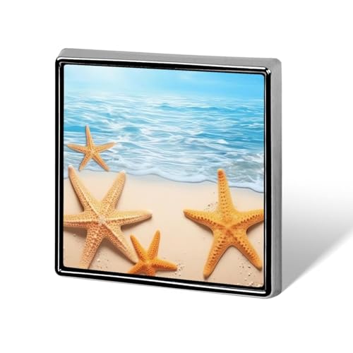 Quadratische Anstecknadel für Damen, Motiv: Sommer-Seestern, Knöpfe und Anstecknadeln, Metallabzeichen, niedliche Brosche, Retro, Pinback-Abzeichen, modische Taschennadeln für Hut, Rucksäcke, Krawatte von QMNVBDS