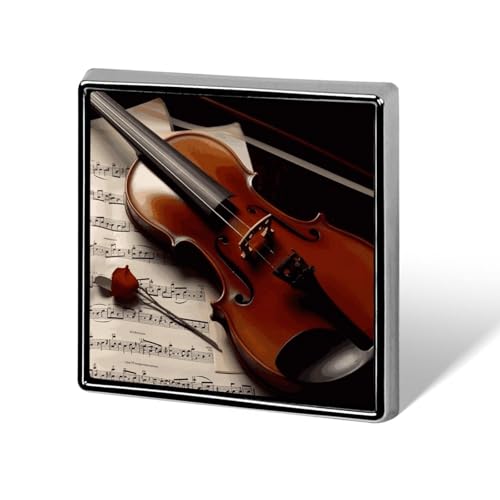 Quadratische Anstecknadel für Damen, Motiv: Violine, Noten und Noten, Metallabzeichen, niedliche Brosche, Retro, Pinback-Abzeichen, modische Taschennadeln für Hut, Rucksäcke, Krawatte, Anzug, Hochzeit von QMNVBDS
