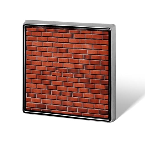 Quadratische Anstecknadel für Damen, rote Ziegelmauer, Knöpfe und Anstecknadeln, Metallabzeichen, niedliche Brosche, Retro-Pinback-Abzeichen, modische Taschennadeln für Hut, Rucksäcke, Krawatte, Anzug von QMNVBDS