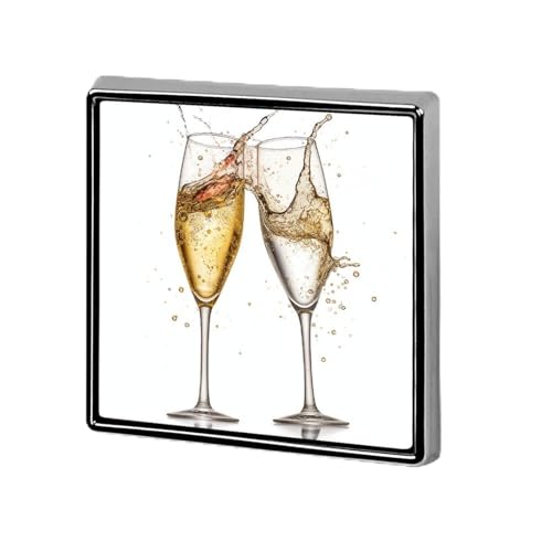 Quadratische Anstecknadel mit Champagnergläsern für Damen, Neuheit Knöpfe und Anstecknadeln, Metallabzeichen, niedliche Brosche, Retro, Pinback-Abzeichen, modische Taschennadeln für Hut, Rucksäcke von QMNVBDS