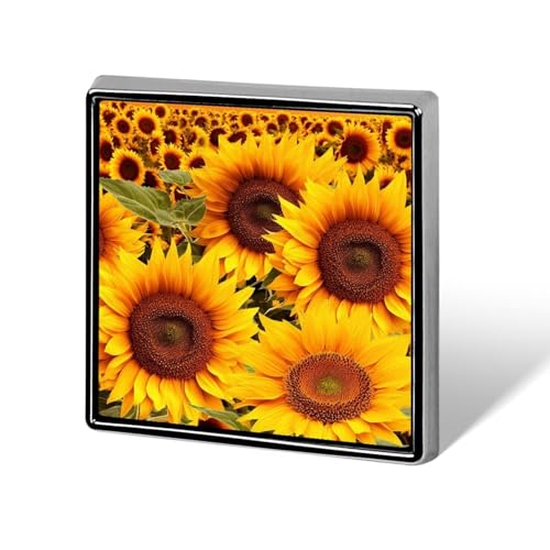 Quadratische Anstecknadel mit Sonnenblumenmuster, für Damen, Knöpfe und Anstecknadeln, Metallabzeichen, niedliche Brosche, Retro-Pinback-Abzeichen, modische Taschennadeln für Hut, Rucksäcke, Krawatte von QMNVBDS
