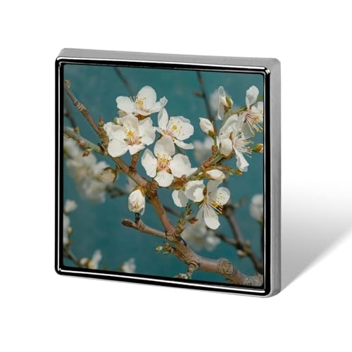 Quadratische Anstecknadel mit blassweißen Blumen, für Damen, Knöpfe und Anstecknadeln, Metallabzeichen, niedliche Brosche, Retro-Pinback-Abzeichen, modische Taschennadeln für Hut, Rucksäcke, Krawatte von QMNVBDS