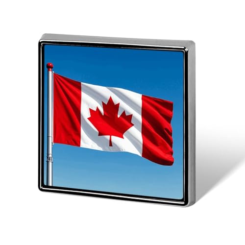 Quadratische Anstecknadel mit kanadischer Flagge im Retro-Stil, für Damen, Knöpfe und Anstecknadeln, Metallabzeichen, niedliche Brosche, Retro-Pinback-Abzeichen, modische Taschennadeln für Hut von QMNVBDS