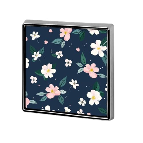 Quadratische Anstecknadel mit marineblauer Blume, für Damen, Knöpfe und Anstecknadeln, Metallabzeichen, niedliche Brosche, Retro, Pinback-Abzeichen, modische Taschennadeln für Hut, Rucksäcke, Krawatte von QMNVBDS