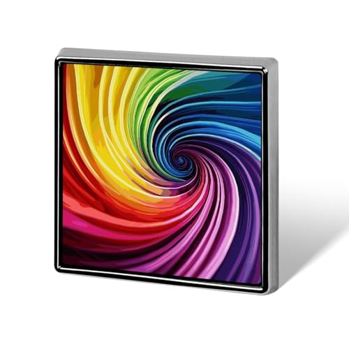 Regenbogen-Spiral-Anstecknadel, quadratisch, für Damen, Knöpfe und Anstecknadeln, Metallabzeichen, niedliche Brosche, Retro-Pinback-Abzeichen, modische Taschennadeln für Hut, Rucksäcke, Krawatte von QMNVBDS