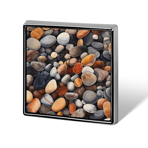 Rocks and Pebbles quadratische Anstecknadel für Damen, Knöpfe und Anstecknadeln, Metallabzeichen, niedliche Brosche, Retro-Pinback-Abzeichen, modische Taschennadeln für Hut, Rucksäcke, Krawatte, Anzug von QMNVBDS