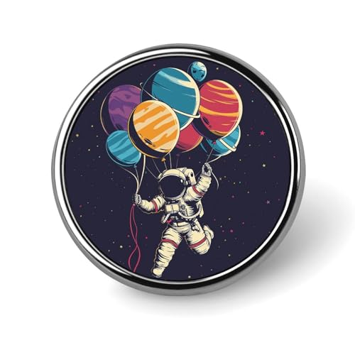 Runde Anstecknadel für Damen, Motiv: Astronaut im Weltraum, Metallabzeichen, niedliche Brosche, Retro-Pinback-Abzeichen, modische Taschennadeln für Hut, Rucksäcke, Krawatte, Anzug, Hochzeit von QMNVBDS