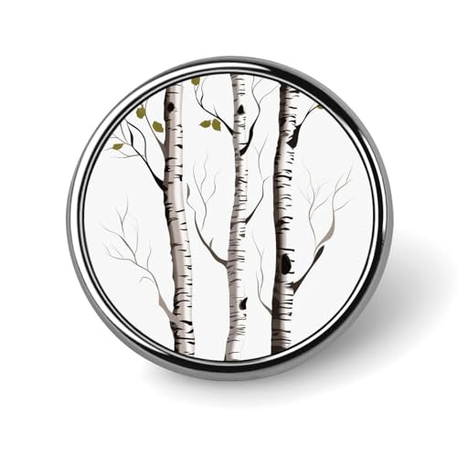 Runde Anstecknadel mit Birkenbaum, für Damen, Neuheit, Knöpfe und Anstecknadeln, Metallabzeichen, niedliche Brosche, Retro-Pinback-Abzeichen, modische Taschennadeln für Hut, Rucksäcke, Krawatte, Anzug von QMNVBDS