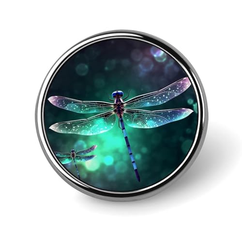 Runde Anstecknadel mit Galaxie-Tier-Motiv, Libelle, Damen, Neuheit, Knöpfe und Anstecknadeln, Metallabzeichen, niedliche Brosche, Retro, Pinback-Abzeichen, modische Taschennadeln für Hut, Rucksäcke von QMNVBDS